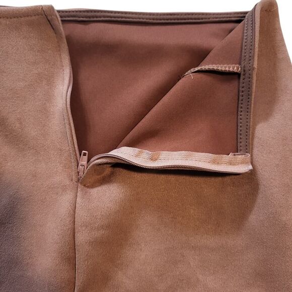 NEW Windsor Small Dusty Pink Mini Skirt Faux Suede Wrap Ruched Back Zipper Party - Picture 4 of 6